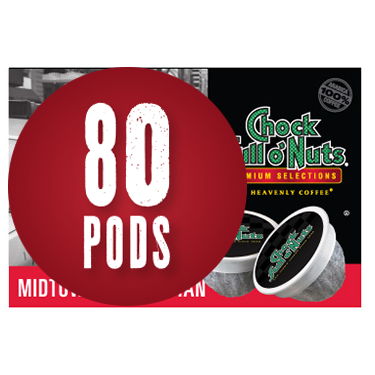 Chock Full O Nuts - Office Coffee - Midtown Manhattan|  K-Cup Keurig Compatible Coffee | 80 Pods | Overwrap